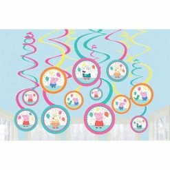 Peppa Pig Confetti Party Hanging Swirl Decorations
