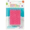 Amscan Party Supplies Birthday Candles Large Spiral Candle Pink Glitter 8.5cm 24 Pack