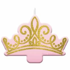 Disney Princess Once Upon A Time Glittered Crown Birthday Candle